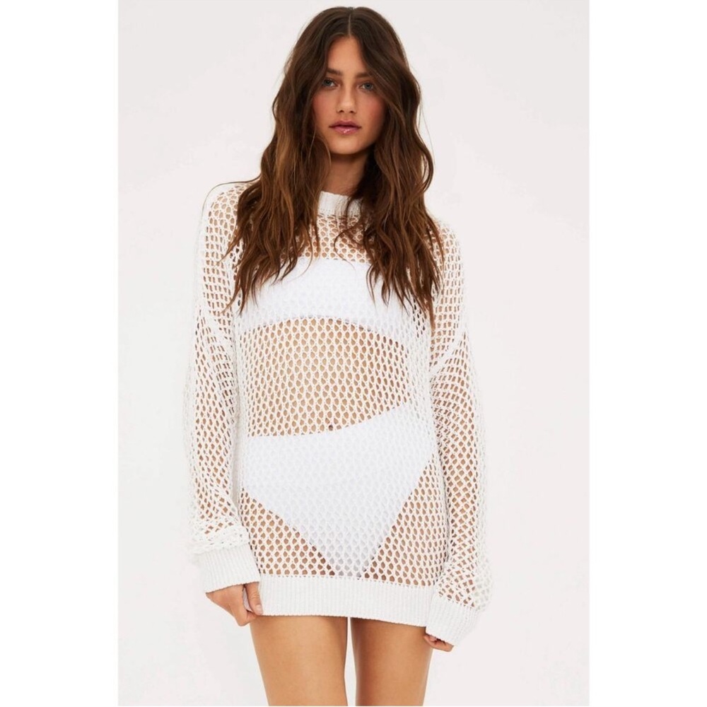 Beach Riot Crochet Sweater Open Knit Hilary Beach Cover Up in White Size M NEW